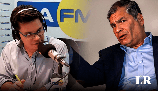 Rafael Correa no supo controlarse en entrevista con Luis Carlos Vélez y desató polémica en redes sociales. Foto: composición LR/La FM/EFE