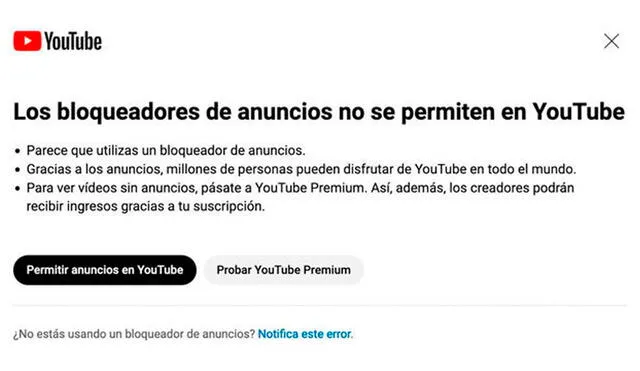 Para ver videos sin publicidad, YouTube recomienda suscribirte a su versión premium. Foto: captura de YouTube