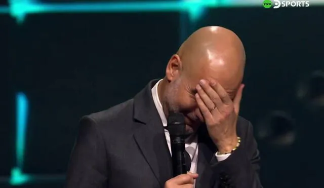 Pep Guardiola causó la risa de todos los presentes en el auditorio, durante el premio The Best. Foto: captura/DSports