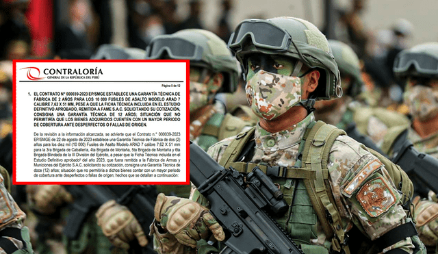 Contraloría alertó las presuntas irregularidades en la adquisición de fusiles del Ejército Peruano. Foto: composición Jazmin Ceras/La República.