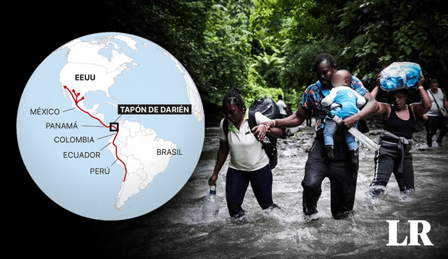 Migrantes de Venezuela, Haití y Ecuador figuran entre los que más cruzaron la temida selva del Darién en 2023, informaron las autoridades de Panamá. Foto: composición LR/AFP