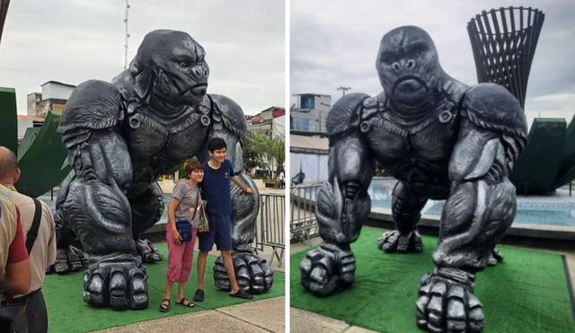 Madres de familia están felices de ver a sus hijos disfrutar de la escultura de Optimus Primal. Foto: composición LR/Andina/VIA Televisión/Facebook