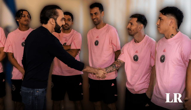 El saludo entre Bukele, Messi y el equipo del Inter de Miami fue un acto fuera de lo planeado por la organización. Foto: @nayibbukele/X