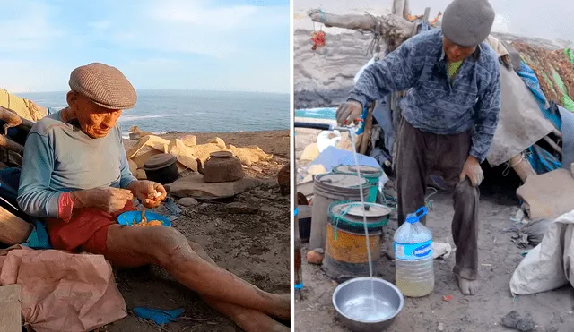 El 'Tío' Adrián vive en la playa La Caleta del Inca hace 59 años. Foto: composición LR/captura de Youtube/And Moll