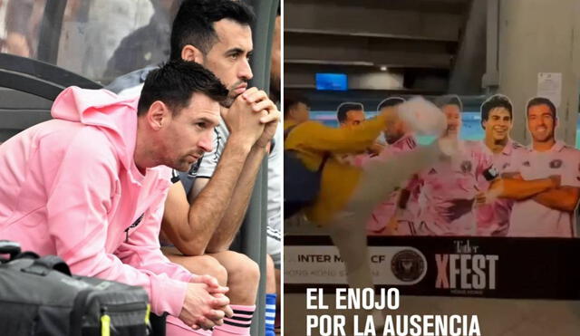 Lionel Messi estuvo en la banca de suplentes durante el amistoso y los hinchas mostraron su furia. Foto: AFP/Diario Olé