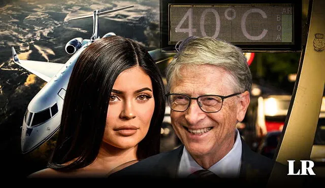 Varias celebridades como Kylie Jenner, Kim Kardashian y Bill Gates generan toneladas de dióxido de carbono para viajar en aviones privados. Foto: composición LR/AFP - Video: France2/YouTube