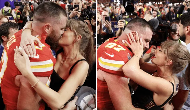 Taylor Swift sorprendió a todos al asistir al Super Bowl para animar a su novio Travis Kelce. foto: composició LR/ difusión