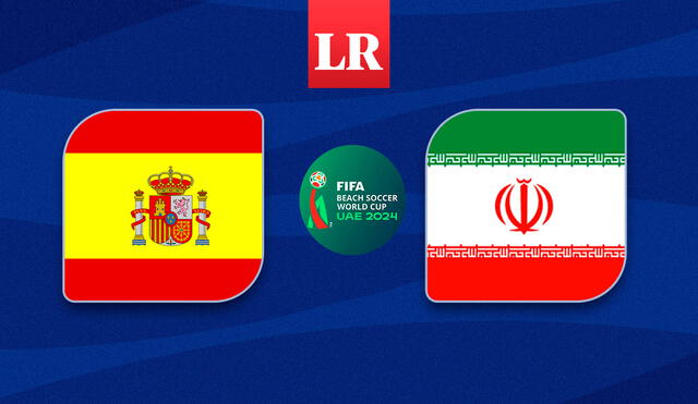 España e Irán debutaron en el Mundial de Fútbol Playa 2024 este jueves 15 de febrero a las 12.00 p. m. Foto: composición LR