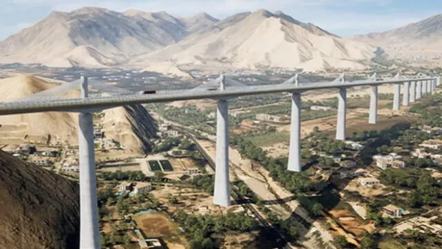 Imagen en 3D de cómo serían los pasos elevados de la Carretera Central.  Foto: Difusión