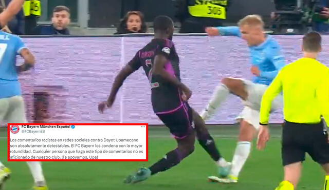 Dayot Upamecano dejó al Bayern Múnich con 10 hombres en la derrota frente a Lazio. Foto: captura/ESPN