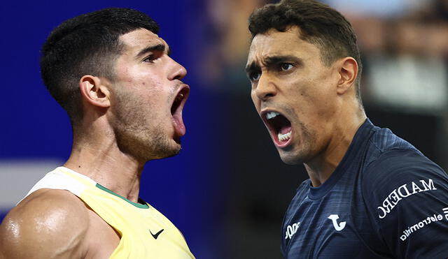 Carlos Alcaraz vs. Thiago Monteiro: solo uno pasará a la siguiente ronda del ATP Río 2024. Foto: composición LR/AFP
