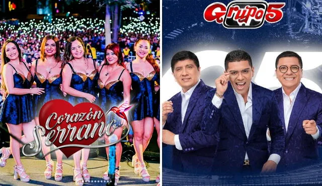 En el Perú, dos agrupaciones conocidas son Corazón Serrano y Grupo 5. Foto: composición LR/captura de Instagram