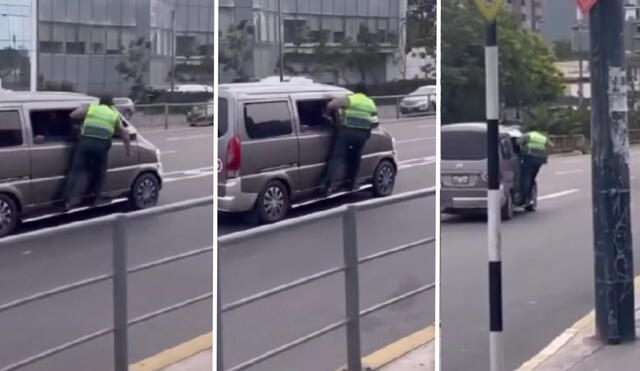 El agente PNP pidió al chófer que se detuviera. Foto: composición LR