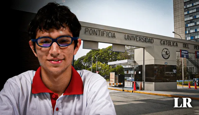 Santiago Maza logró conseguir un puntaje de 918,8 en el último examen de admisión de la Pontificia Universidad Católica del Perú (PUCP). Foto: composición LR/La República