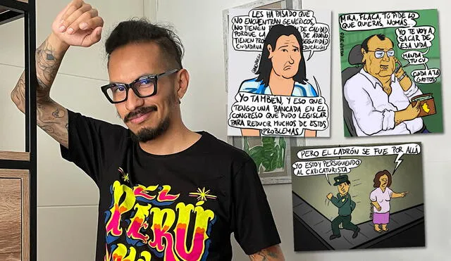 Diego Avendaño. Caricaturista y periodista publica sus viñetas a través de sus redes sociales. Foto: Diego Avendaño / Composición LR