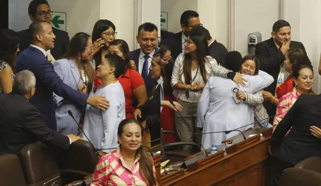 Fujimorismo celebró la aprobación de la bicameralidad. Foto: Carlos Félix / La República