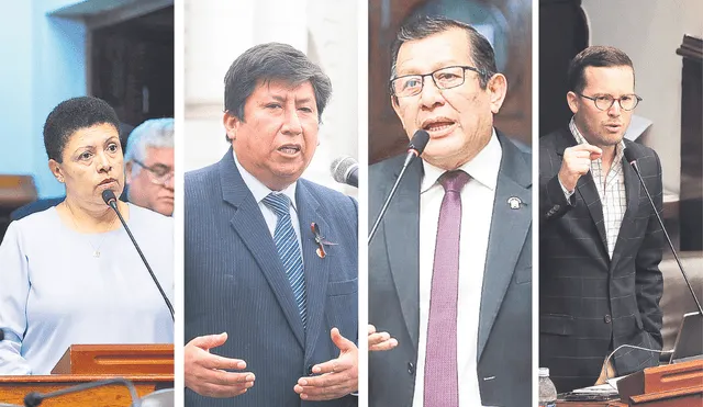 Retrocesos. Moyano (FP), Cerrón (PL), Salhuana (APP), Cavero (AvP), miembros del Congreso que sacan leyes a su medida. Foto: difusión.