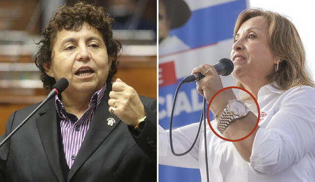 Dina Boluarte debe explicar la procedencia del reloj Rolex, sostuvo Susel Paredes. Foto: composición LR/Claudia Beltrán/RPP