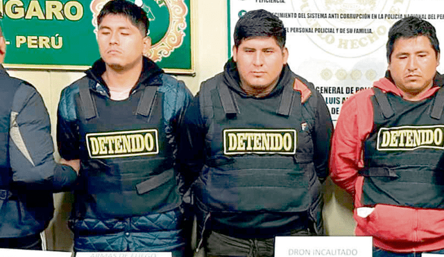 Detenidos. Tres integrantes de la banda ‘Los Malditos de Lechemayo’ cayeron con armas de fuego, 14 celulares y un dron. Foto: difusión