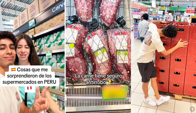 El extranjero se mostró muy sorprendido por los seguros que tienen los artículos en venta en supermercados. Foto: composición LR/TikTok/@silviaygrabiel