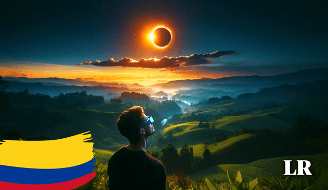 El eclipse solar en Colombia se podrá ver desde más de 5 departamentos este 8 de abril. Foto: composición LR/ Dall-e/ Vexels