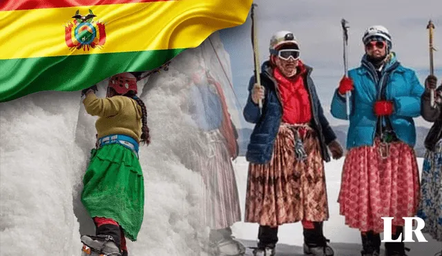 Las cholitas escaladoras son un grupo de 10 mujeres aimaras que representan su cultura con sus coloridas polleras. Foto: composición LR de Fabrizio Oviedo/ Depositphotos