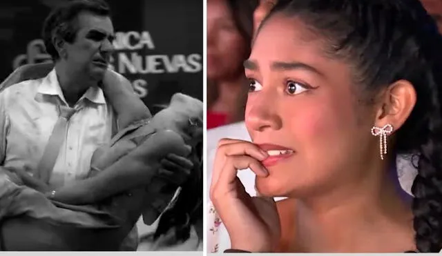 'Al fondo hay sitio' Guadalupe Farfán llora en la trasmisión del primer episodio de la serie. Foto: composición LR/ captura América TV
