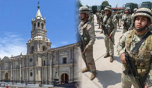 Dina Boluarte se comprometió a declarar en emergencia la ciudad de Arequipa. Foto: composición LR/Claudia Beltrán/Mapcarta/Mindef