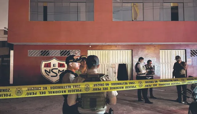 Temor. Los delincuentes dejaron el explosivo en la puerta del colegio, según constató la PNP. Foto: difusión