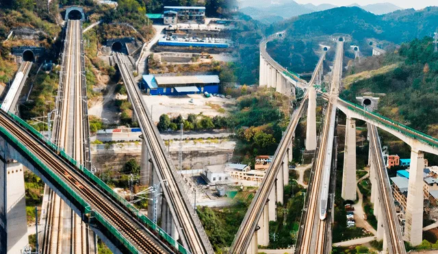 Las vías para trenes y para otros transportes demuestran la ingeniería avanzada de China. Foto: composición LR/El Señor Trece/Pueblo en Línea
