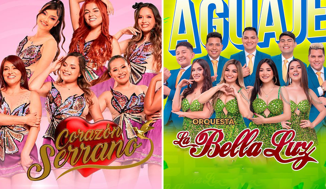 Corazón Serrano y La Bella Luz siguen dando la hora con sus shows del género de la cumbia nacional. Foto: composición LR/Corazón Serrano/La Bella Luz