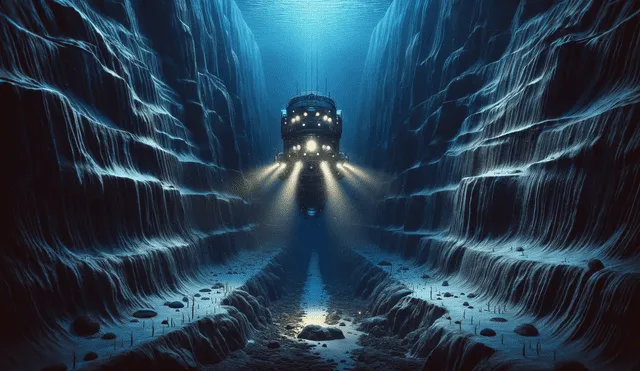 El abismo Challenger tiene una profundidad de más de 10.000 metros bajo el nivel del mar. Foto: IA