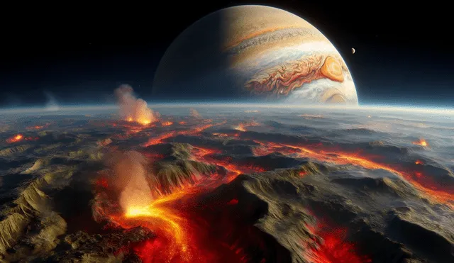 Una de las lunas de Júpiter tiene volcanes con más de 450.000 millones de años. Imagen: IA