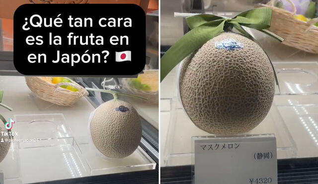 Los melones, las uvas, sandías y fresas son las frutas más caras en Japón, indicó peruano. Foto: composición LR/captura de TikTok - Video: TikTok