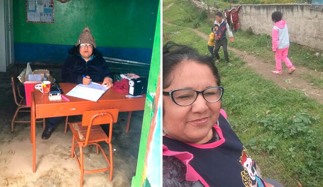 La maestra se encuentra recuperada de salud y feliz de retornar a dictar clases. Foto: composición LR/Facebook/Gloria María Machuca Chinchay