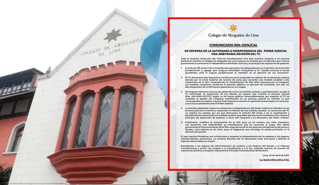 CAL rechaza que TC haya intervenido en esta decisión. Foto: composiciónLR/Andina