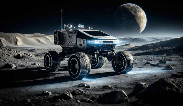 El nuevo rover lunar contará con un sistema de presurización que permitirá a sus tripulantes viajar sin un traje espacial. Imagen: IA