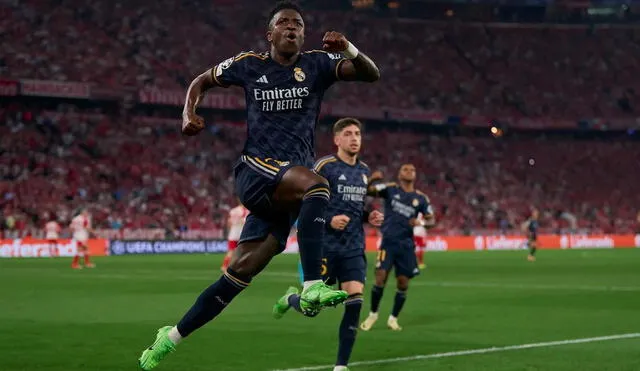 Vinícius se lució con un doblete para el empate del Real Madrid ante Bayern. Foto: Real Madrid