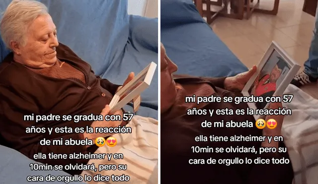 La mujer con Alzheimer logró reconocer a su hijo mediante una fotografía. Foto: composición LR/TikTok/@anna98529