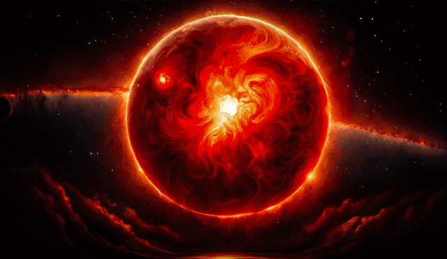 La estrella UY Scuti tiene un radio de 1,700 veces mayor que el Sol. Imagen: IA
