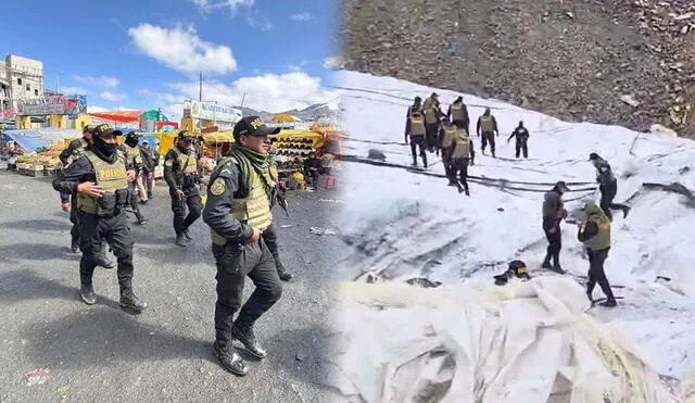 Puno. Policías escalaron nevado para dar con el paradero de delincuentes que operan para robar oro en La Rinconada. Foto: composición LR/PNP