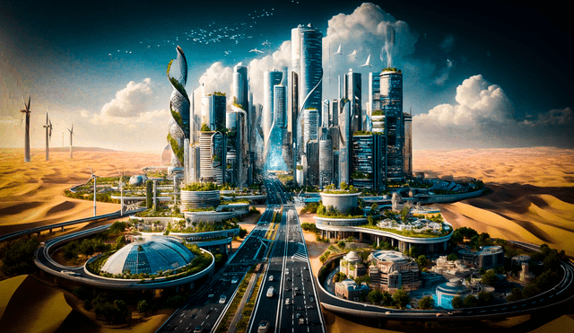 La ciudad ser construirá en el desierto de EE. UU. y albergará a 5 millones de personas. Imagen: IA