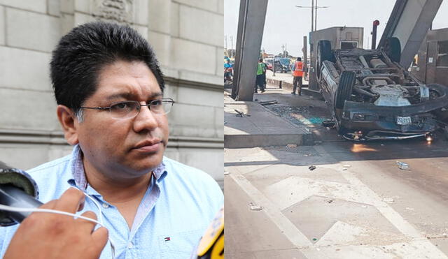 Alcalde Rennán Espinoza protagonizó un accidente y fue ayudado por su propios trabajadores de la municipalidad para evitar ir a un hospital. Foto: composición La República.