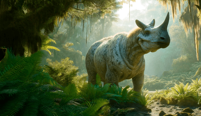 El Paraceratherium es considerado el animal terrestre más grande del mundo. Foto: IA