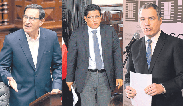 En la mira. Sector conservador del Congreso apunta a sus rivales políticos: Vizcarra, Del Solar y Zeballos. Busca castigarlos. Foto: composición La República