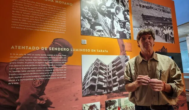 Marco Zileri presentó fotografías inéditas de los momentos de investigación vividos entre 1980 y 2000 durante el periodo de violencia. Foto: Mirian Torres / URPI -LR