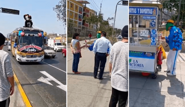 Usuarios en redes sociales aplaudieron el noble gesto del cobrador y hacer reír a las madres en su día. Foto: composición LR/TikTok/@julissa_meza17