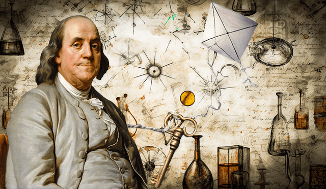 Benjamín Franklin fue uno de los principales científicos e inventores de su época. Imagen: Composición LR | Wikimedia | Fer Gregory | Pngtree