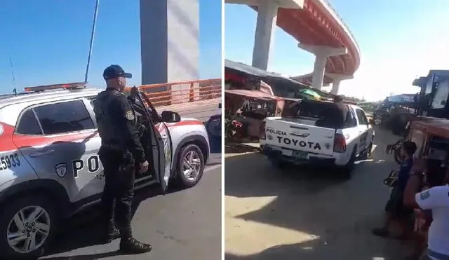 Efectivos de la Policía llegaron al lugar para ayudar al agente y a la mujer que lograron salir del río Nanay. Foto: composición LR/Yazmín Araujo