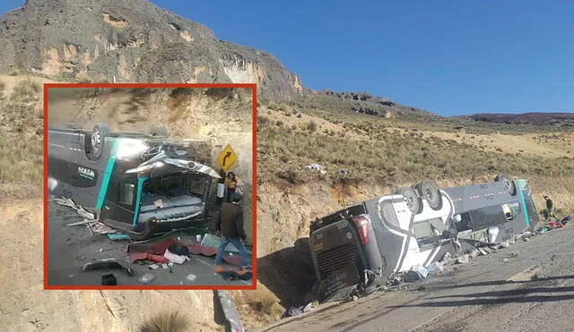 Volcadura de ómnibus se registró este martes 14 de mayo, accidente que dejó pasajeros fallecidos. Foto: composición LR/Claudia Beltrán/Difusión